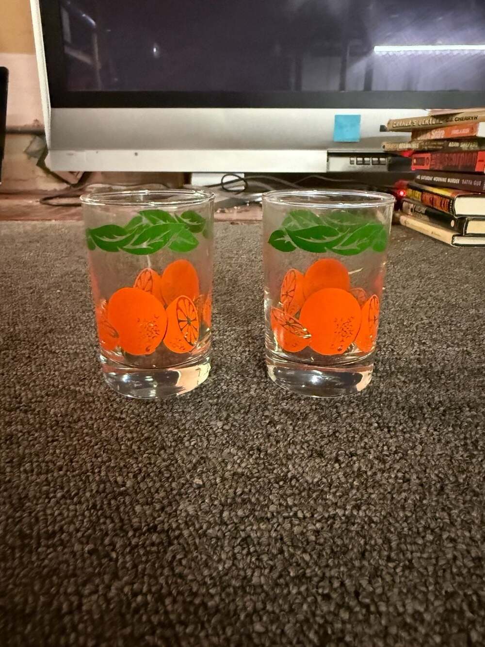 Anchor Hocking Orange Juice Glass Set of 2 Vintage 1987